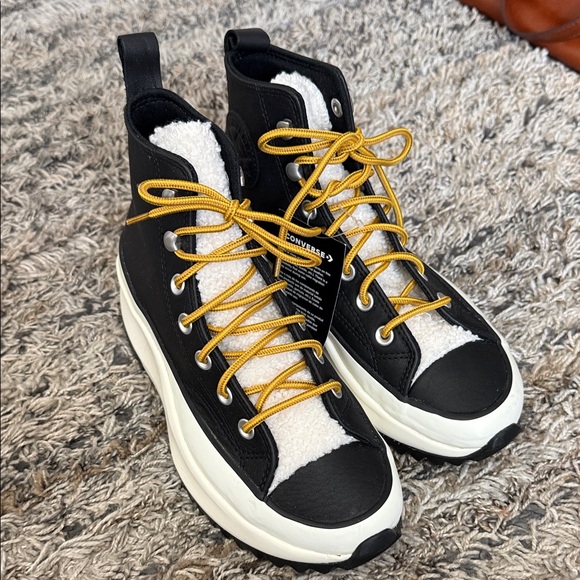 Converse Shoes - Nwob Converse Black and White High-Tops with Yellow Laces Sz M5 L7